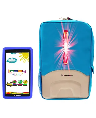 Linsay New 7" New Wi-Fi Kids Tablet 64GB New Android 13 Dual Camera with Defender Case and Led Backpack Bundle