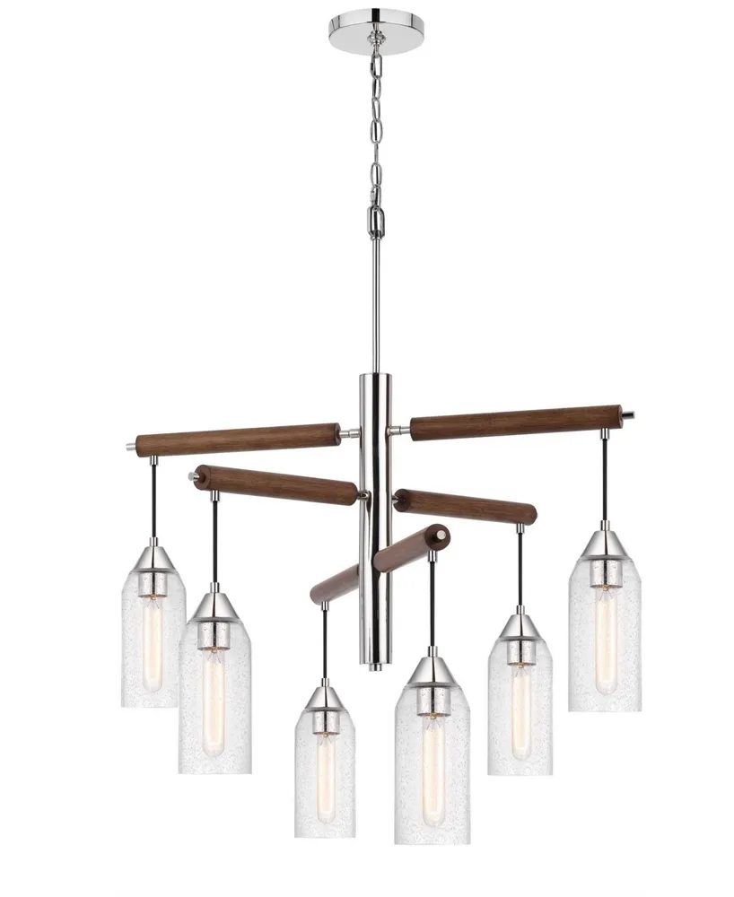 38" Height Metal and Wood Accents Chandelier
