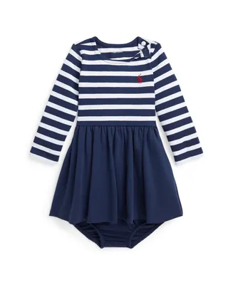 Polo Ralph Lauren Baby Girls Striped Stretch Ponte Dress and Bloomer Set