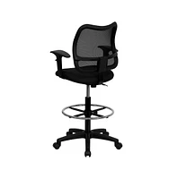 Mid-Back Mesh Drafting Chair With Adjustable Arms