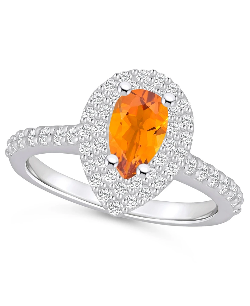 Macy's Citrine and Diamond Accent Halo Ring 14K Gold