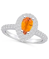 Macy's Citrine and Diamond Accent Halo Ring 14K Gold