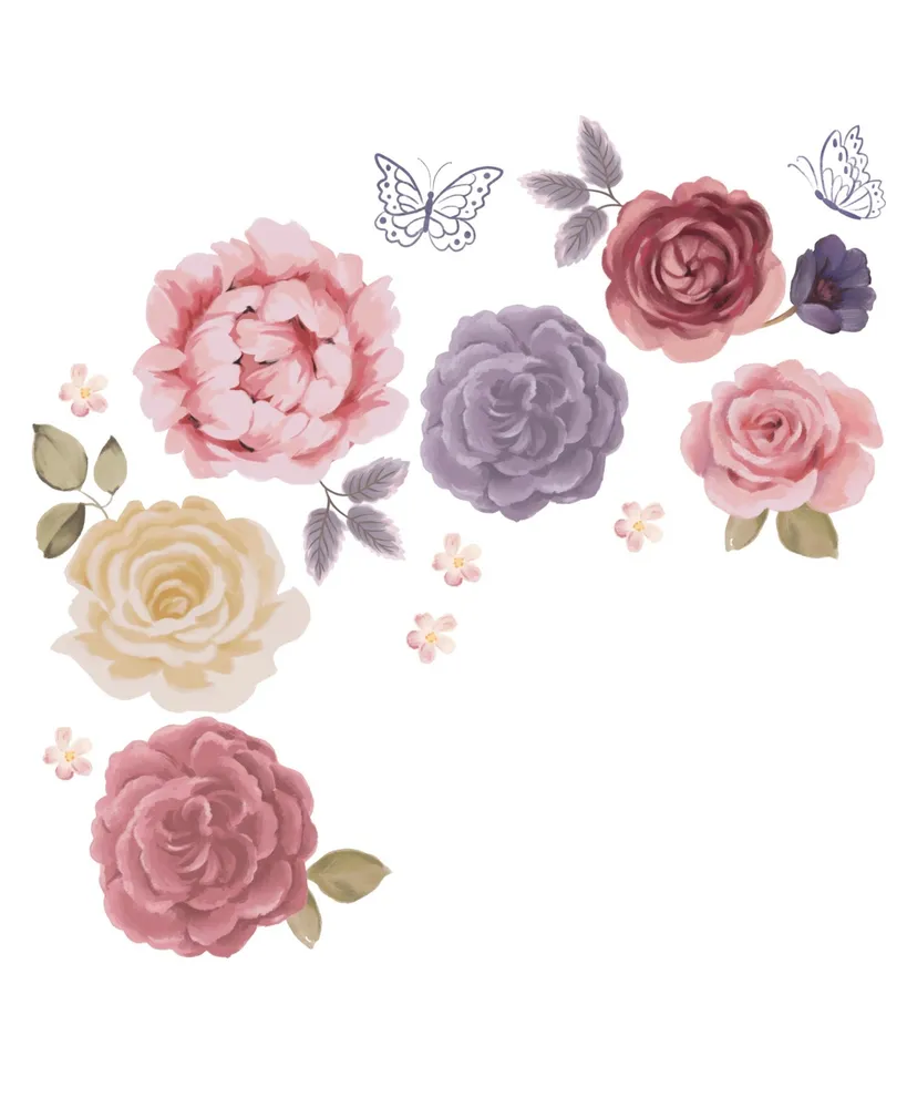 Lambs & Ivy Secret Garden Large Pink Flowers/Butterflies Wall Decals/Stickers