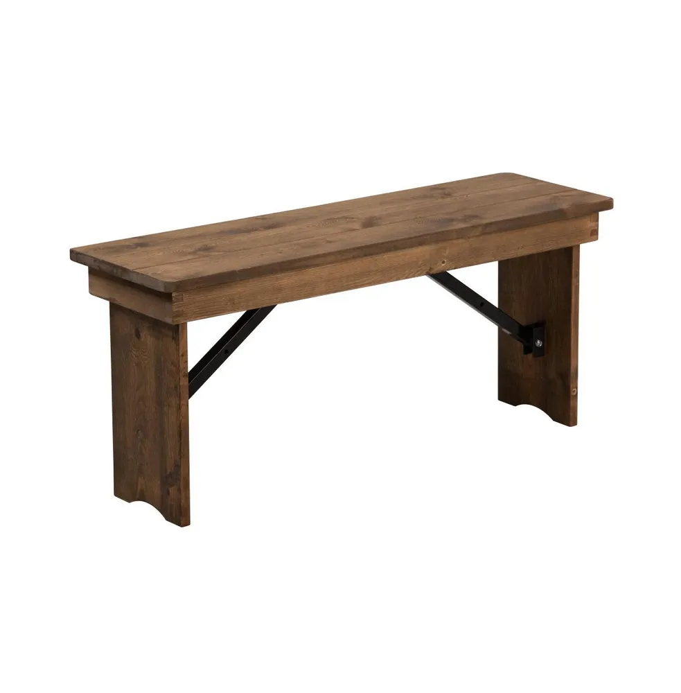 Antique Solid Pine Folding Farmhouse Style Bench