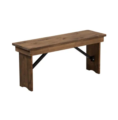 Merrick Lane Antique Solid Pine Folding Farmhouse Style Bench