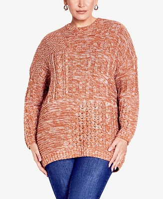 Avenue Plus Charli Cable Round Neck Sweater