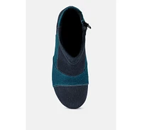 Aguar Blue Denim Patchwork Ankle Boots