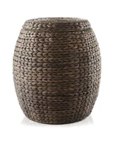 Casafield Round Storage Basket with Lid, Natural - Handwoven Water Hyacinth Hamper Organizer for Laundry, Blankets, Plants