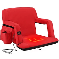 Alpcour Heated Reclining Stadium Seat - Waterproof Foldable Camping Chair with Extra Thick Padding and Wide Back Support