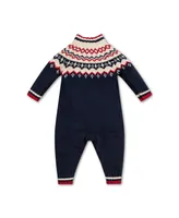 Hope & Henry Baby Boys Layette Long Sleeve Half Zip Raglan Sweater Romper
