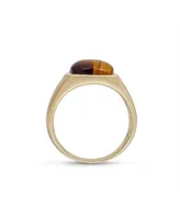 LuvMyJewelry Chatoyant Yellow Tiger Eye Gemstone Sterling Silver Men Signet Ring