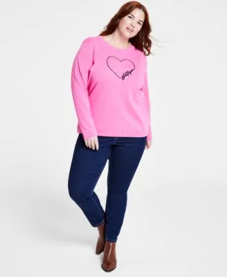 Tommy Hilfiger Plus Size Heart Outline Sweater Th Flex Pull On Jeans