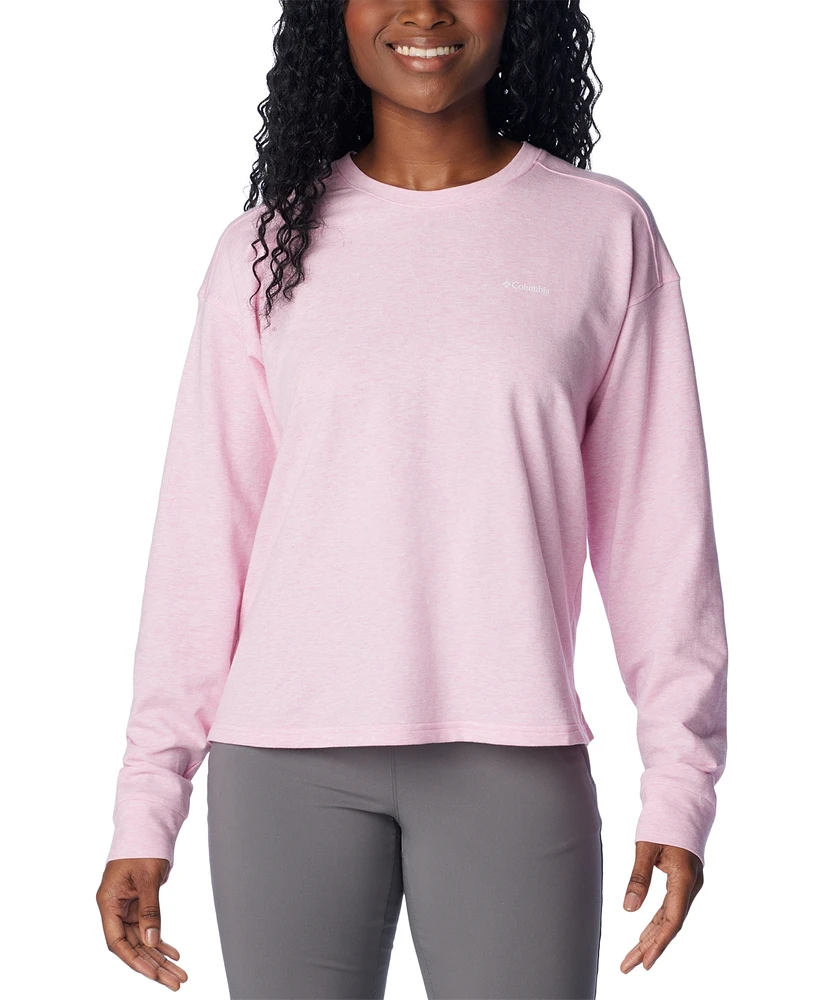 Columbia Women's North Cascades Branded Long-Sleeve Crewneck Cotton Top