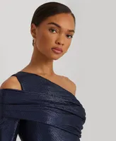 Lauren Ralph Lauren Women's One-Shoulder Metallic Knit Sheath Dress