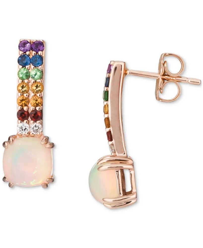 Le Vian Multi-Gemstone (1-1/20 ct. t.w.) & Vanilla Diamond (1/20 ct. t.w.) Drop Earrings in 14k Rose Gold