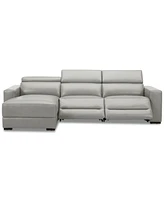 Nevio 115" 3-Pc. Leather Sectional with 2 Power Recliners, Headrests and Chaise, Created For Macy's
