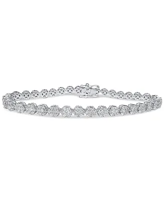 Diamond Cluster Tennis Bracelet (3 ct. t.w.) in 14k White Gold