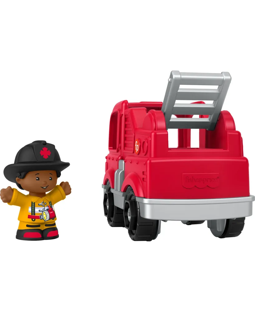 Fisher Price Little People Toy Firetruck and Firefighter Figure Set for Toddlers, 2 Pieces - Multi