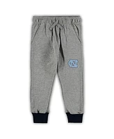 Infant Boys and Girls Wes & Willy Heathered Gray, Navy North Carolina Tar Heels Jie Long Sleeve Bodysuit Pants Set