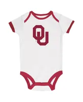 Newborn and Infant Boys and Girls Champion Crimson, Heather Gray, White Oklahoma Sooners Three-Pack Bodysuit Set