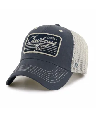 Men's '47 Brand Navy Distressed, Natural Distressed Dallas Cowboys Five Point Trucker Clean Up Adjustable Hat