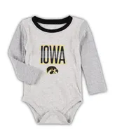 Infant Boys and Girls Wes & Willy Heather Gray Iowa Hawkeyes Jie Long Sleeve Bodysuit Pants Set