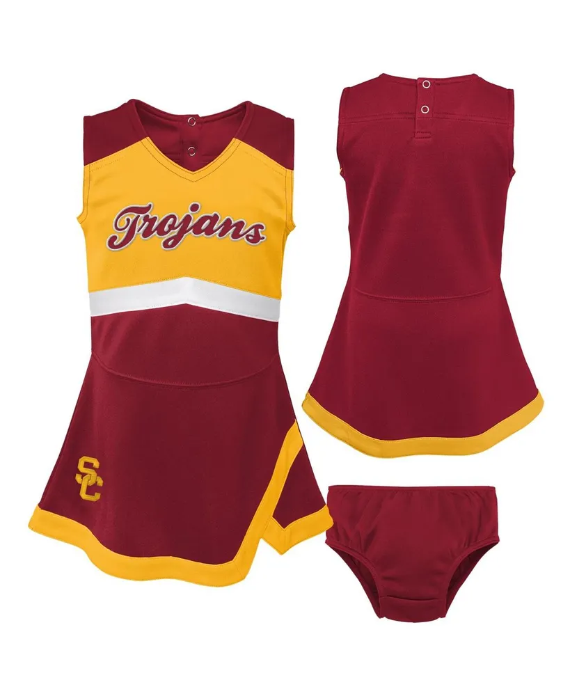 Girls Toddler Cardinal, Gold Usc Trojans Two-Piece Cheer Captain Jumper Dress and Bloomers Set