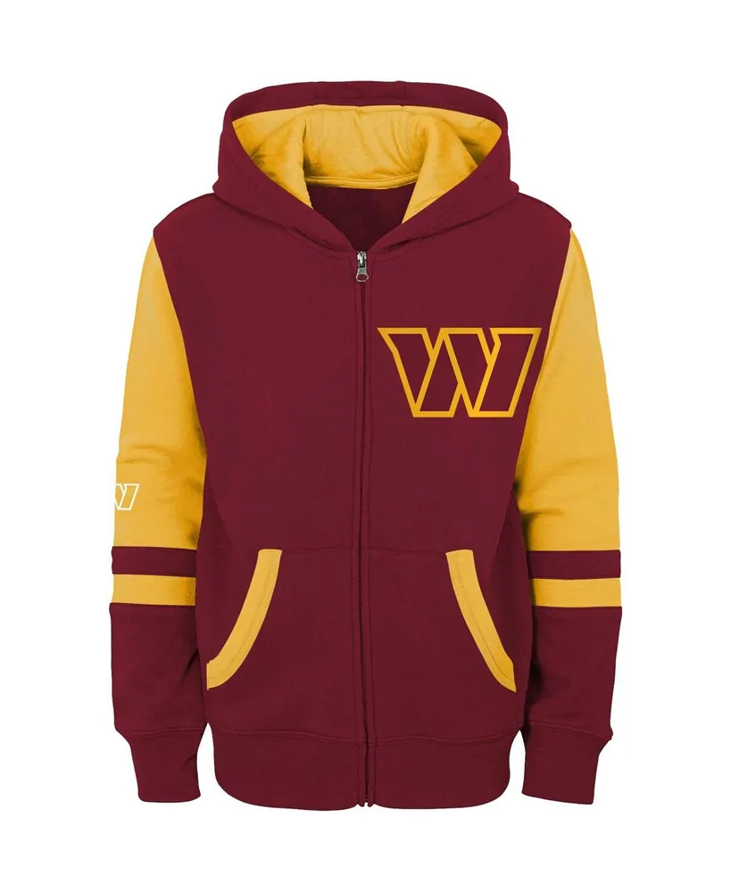 Big Boys Burgundy Washington Commanders Colorblock Full-Zip Hoodie