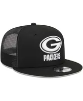 Men's New Era Black Green Bay Packers Main Trucker 9FIFTY Snapback Hat