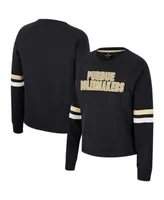 Women's Colosseum Black Purdue Boilermakers Talent Competition Raglan Pullover Sweatshirt