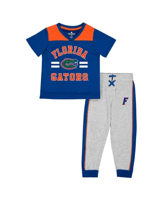 Toddler Boys Colosseum Royal, Heather Gray Florida Gators Ka-Boot-It Jersey and Pants Set