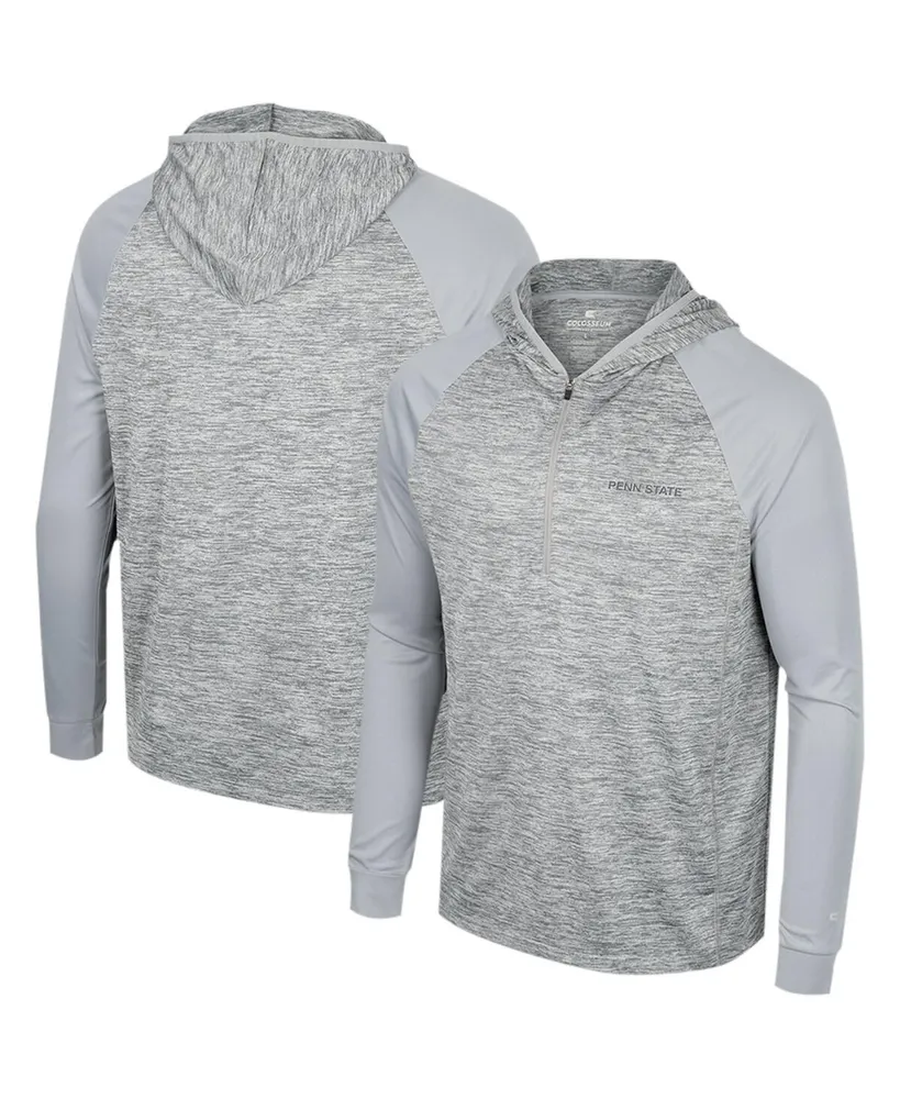 Men's Colosseum Gray Penn State Nittany Lions Cybernetic Raglan Quarter-Zip Hooded Top