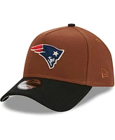 Men's New Era Brown, Black New England Patriots Harvest A-Frame Super Bowl Xxxvi 9FORTY Adjustable Hat