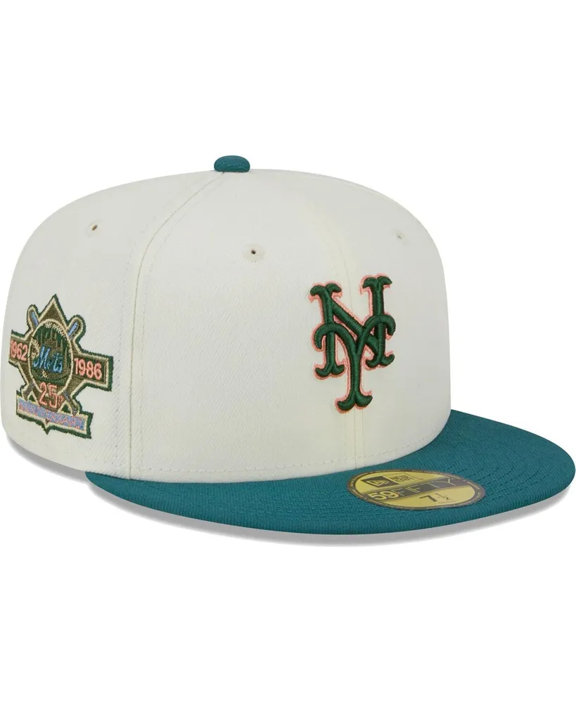 Men's New Era Cream New York Mets Chrome Evergreen 59FIFTY Fitted Hat