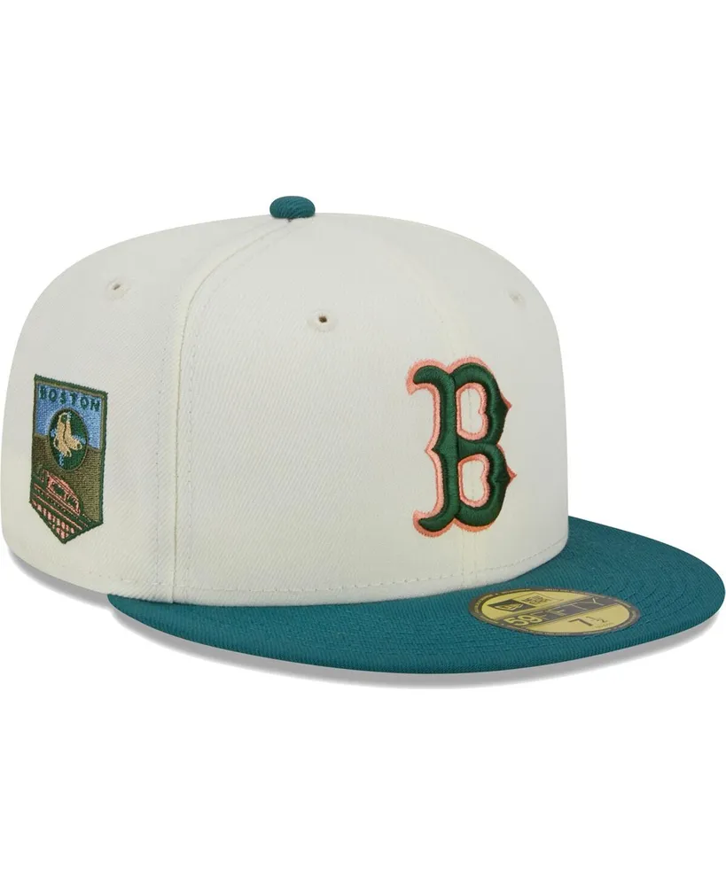 Men's New Era Cream Boston Red Sox Chrome Evergreen 59FIFTY Fitted Hat