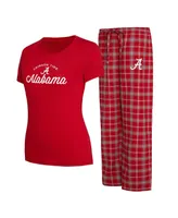 Women's Concepts Sport Crimson, Gray Alabama Crimson Tide Arctic T-shirt and Flannel Pants Sleep Set