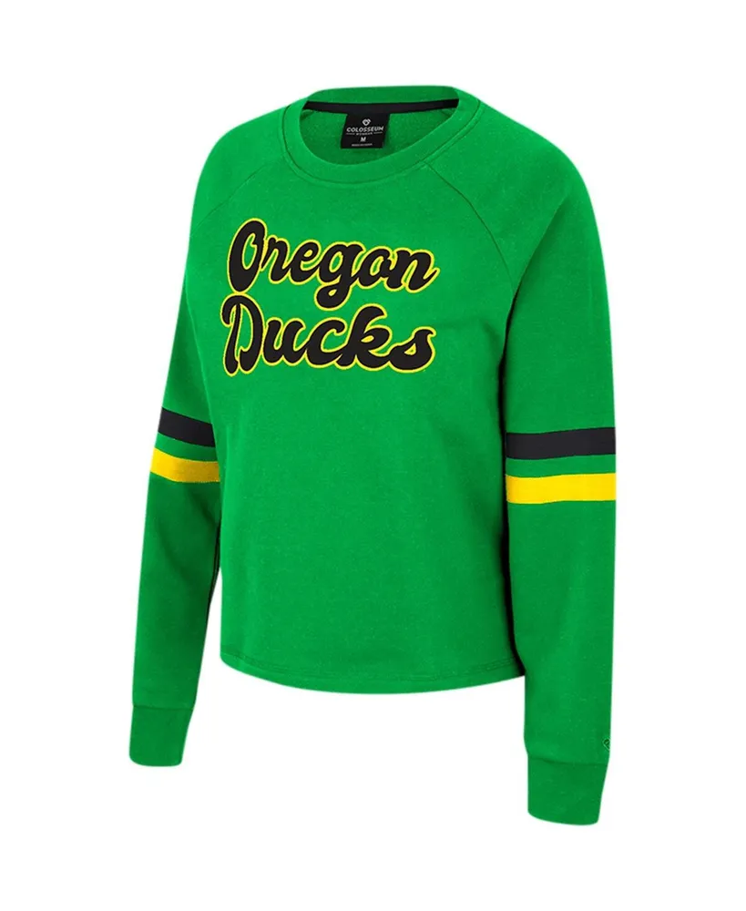 Women's Colosseum Green Oregon Ducks Talent Competition Raglan Pullover Sweatshirt