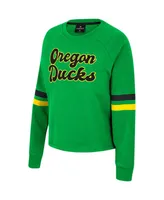 Women's Colosseum Green Oregon Ducks Talent Competition Raglan Pullover Sweatshirt