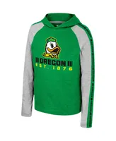Big Boys Colosseum Green Oregon Ducks Ned Raglan Long Sleeve Hooded T-shirt
