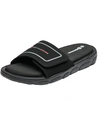 Alpine Swiss Mens Memory Foam Slide Sandals Adjustable Comfort Athletic Slides