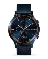 Lilienthal Berlin Men's Blue Orange Chronograph Blue Leather Watch 42mm