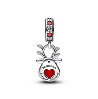 Pandora Cubic Zirconia Nose Reindeer Murano Dangle Charm