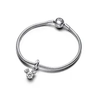 Pandora Disney Cubic Zirconia Mickey Mouse Head Silhouette Dangle Charm