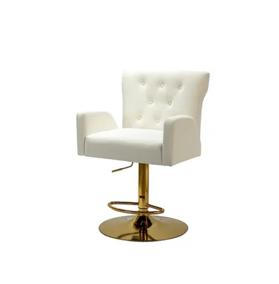 Modern Counter Velvet Bar Stool with Gold Base for Kitchen, Dining Room