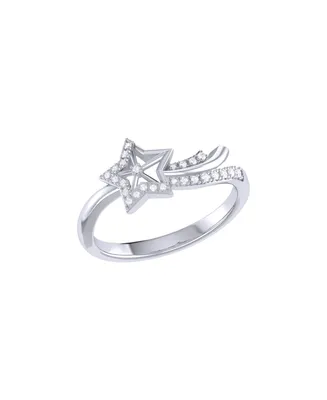 LuvMyJewelry Shooting Star Sparkle Design Sterling Silver Diamond Women Ring