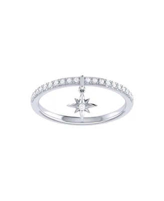 LuvMyJewelry Little North Star Design Sterling Silver Diamond Charm Women Ring