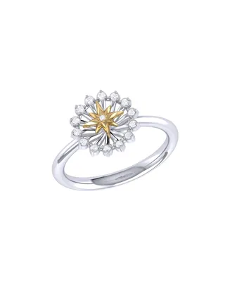 LuvMyJewelry Starburst Design Yellow Gold Plated Sterling Silver Diamond Women Ring