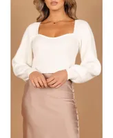 Petal and Pup Women's Gia Sweetheart Neck Bell Sleeve Knit Sweater