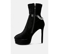 Rag & Co Zeppelin Black High Platform Velvet Ankle Boots