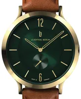 Lilienthal Berlin Men's The Classic Gold Green Light Brown Leather Watch 42mm